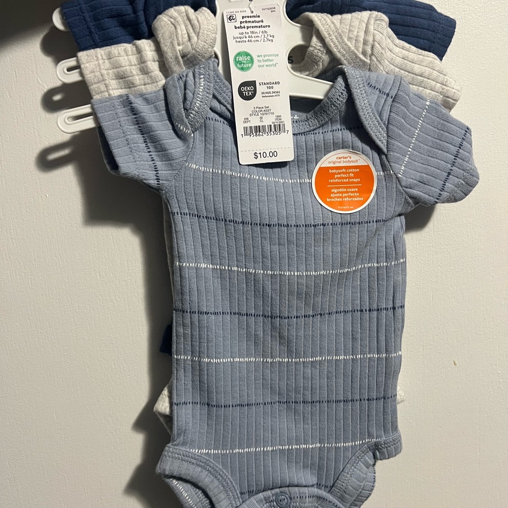 Gerber Baby Onesie Set in Blue and Gray